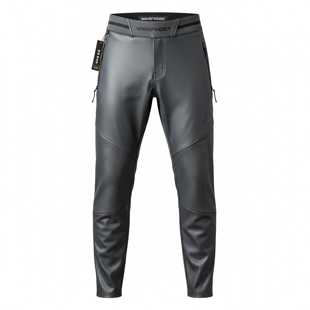thesupersurf Wavefinder Men's Performance Leather-Like Trousers with Zip Pockets 