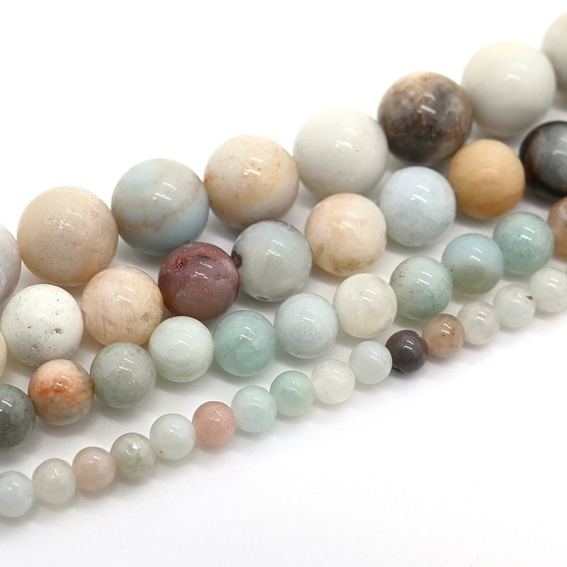 1 Strand/Package 10mm 6mm 8mm Hole Under 1mm Hole 1~1.9mm Natural Stone Amazonite Round Simple Polished Jewelry Accessories