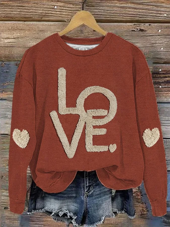 Women's Valentine's Day Love Printed Casual Round Neck Sweatshirt