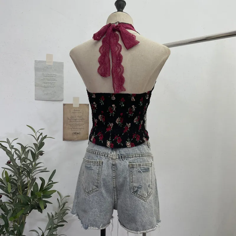Nigikala Nigikala On-Tlap Sling Sling Sleeve Sleeveless Coat With Chest Pad Crumb Lace Hanging Back Sleeveless Top 9263