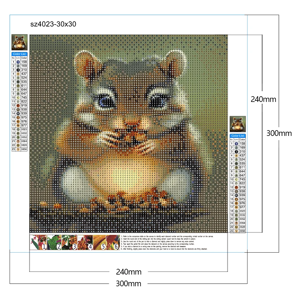 Full Round Diamond Painting 30*30cm - Stealing Little Squirrel