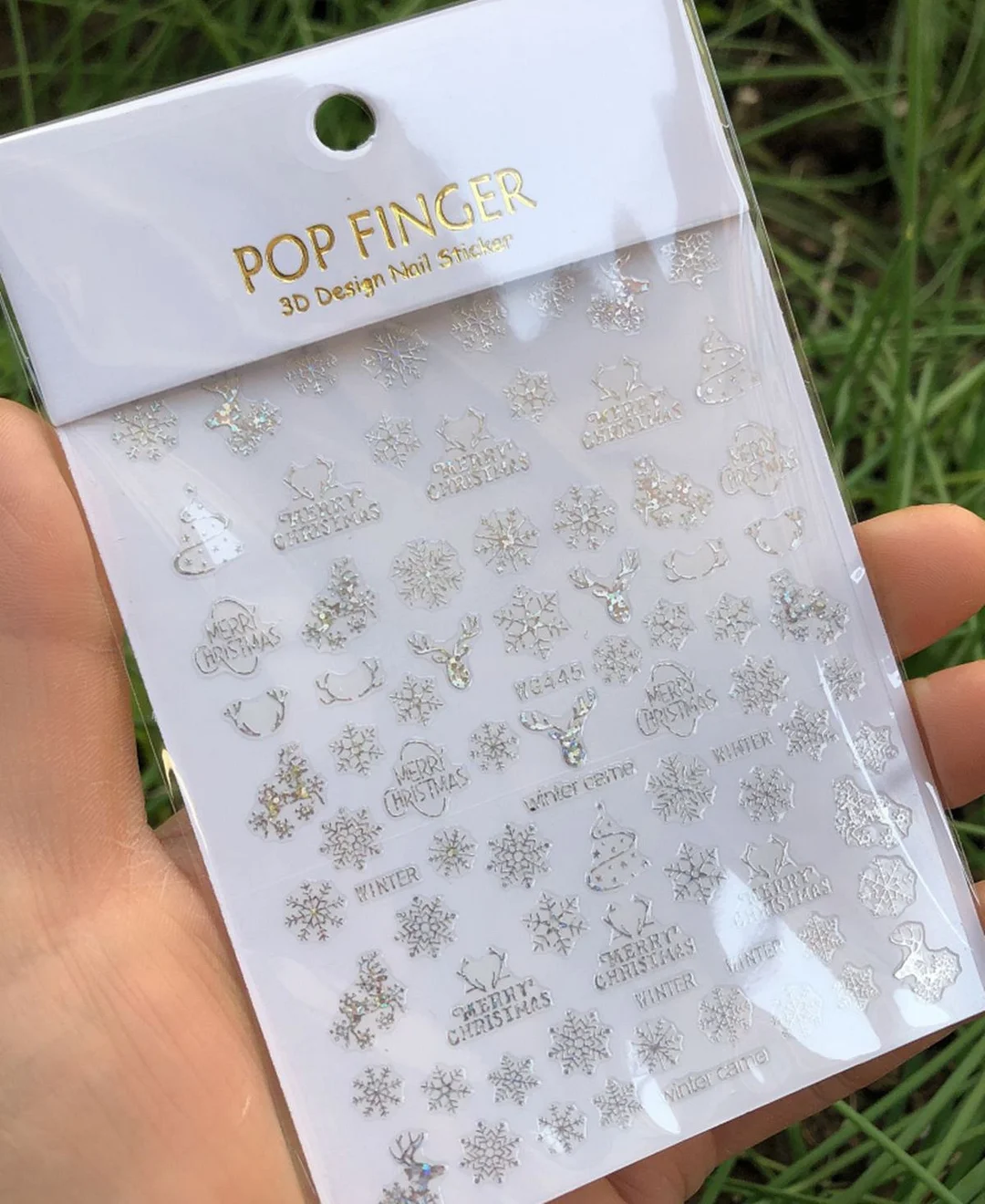 1Pcs Iridescent Silver Laser Snowflakes 3D Nail Stickers Leaves Flowers Summer Self Adhesive Transfer Sliders For Manicures Tips-Nail Inspo