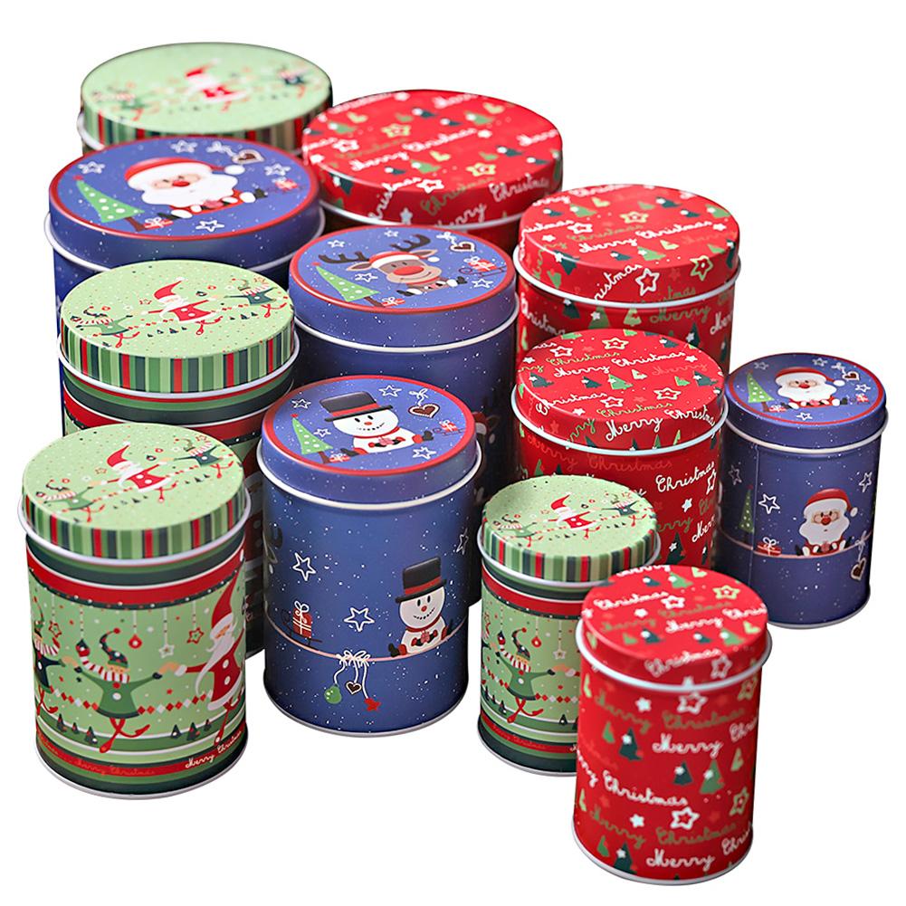 

4pcs Large Capacity Christmas Storage Box Santa Claus Snowman Elk Candy Can, Blue, 501 Original