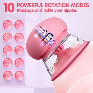 Manual Nipple Vibrator with 3 Brush Heads – 10 Powerful Rotation Modes & Sucking Function