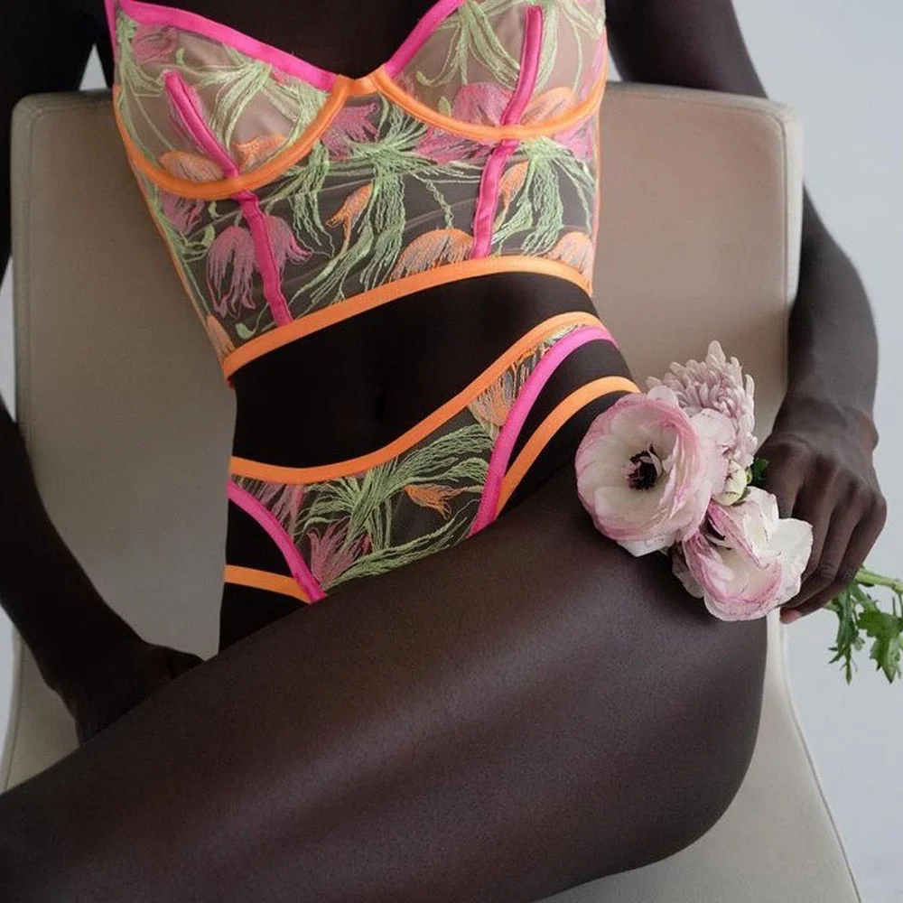 MIRABELLE Underwear Set Woman 2 Pieces Patchwork Bralette Sensual Lingerie Top Women Lace Sexy Corset Embroidery Erotic Sets