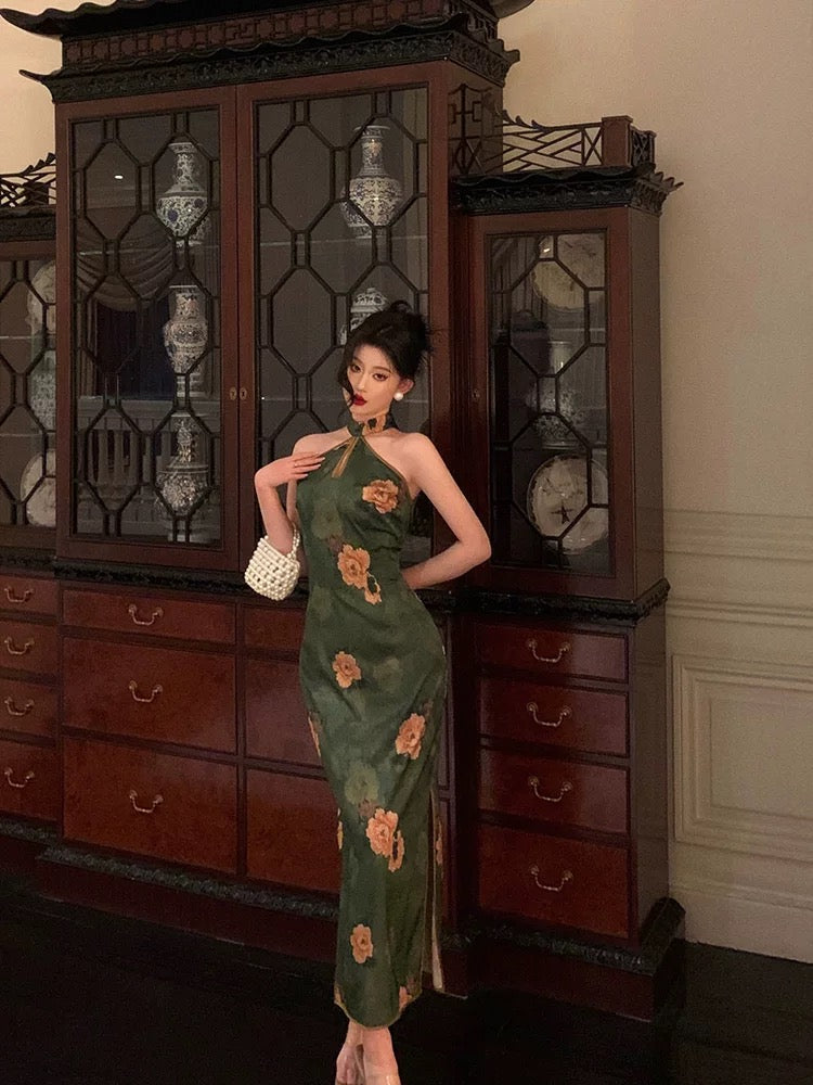Aiertu - Classy Sheath Halter Green Slit Prom Dresses Birthday Outfits Evening Gown HOT1085 Aiertu