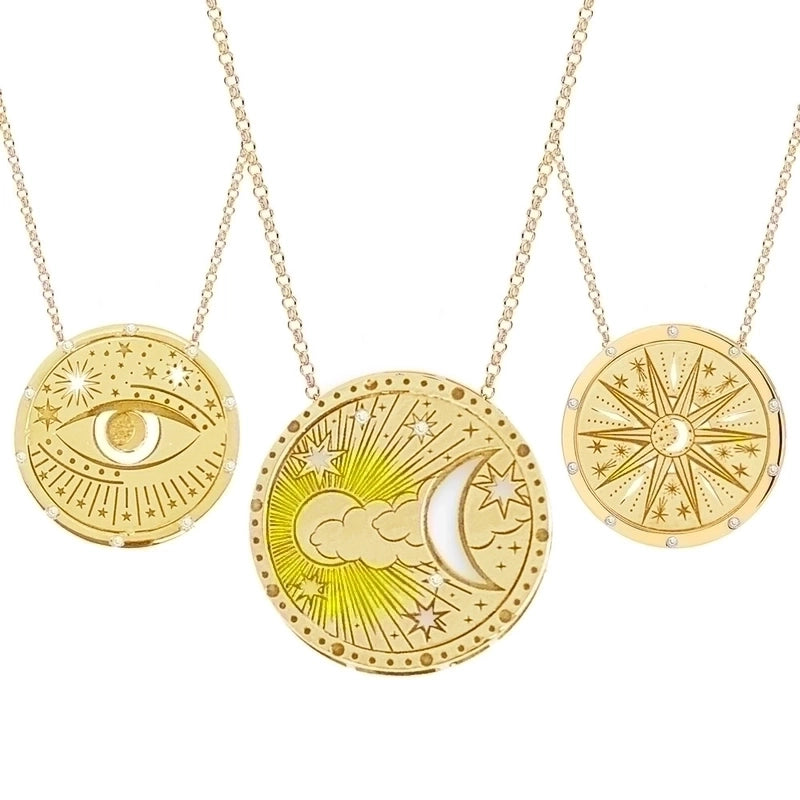 201 Stainless Steel 304 Stainless Steel Gold Plated Retro Minimalist Plating Hollow Out Sun Moon Pendant Necklace