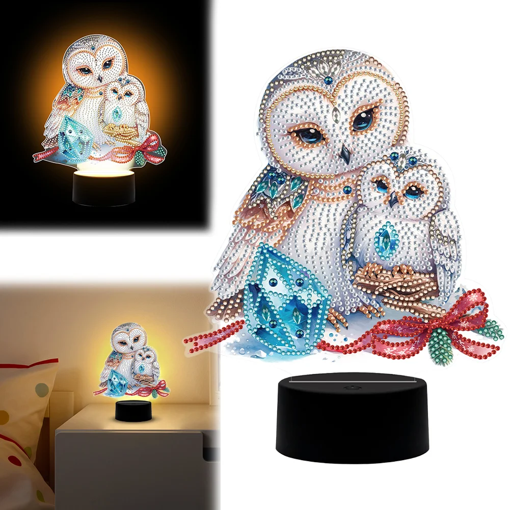 DIY Owl Butterfly Diamonds Painting Table Lamp 5D Diamond Painting Night Light