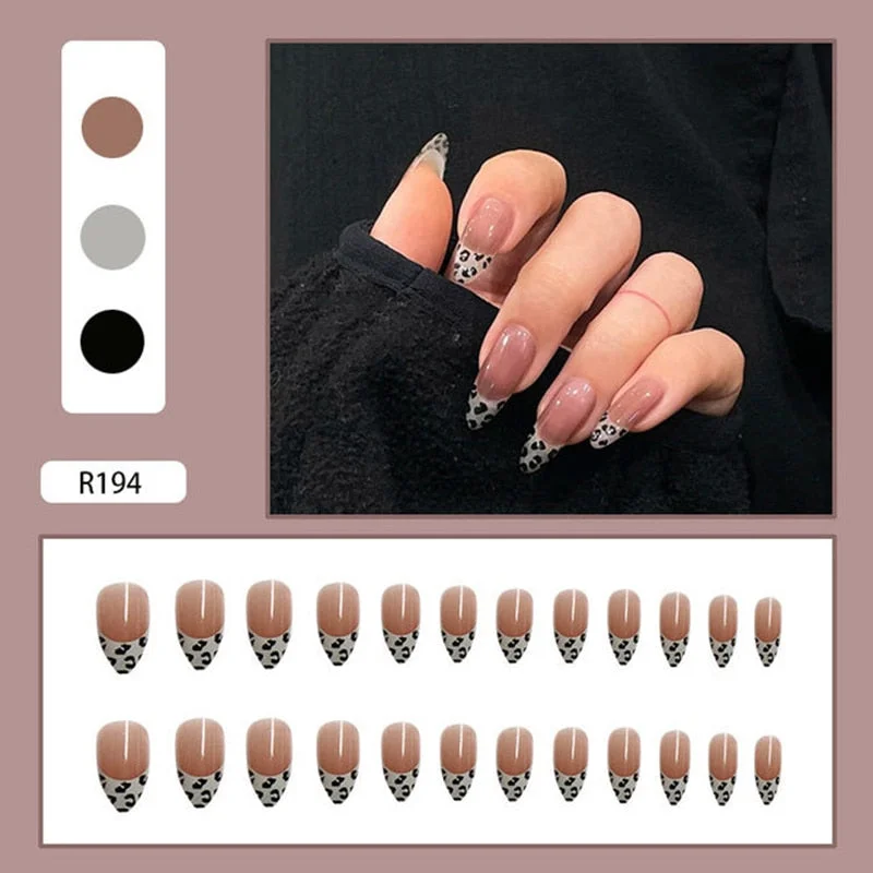 24pcs Multi-type Wear Short Paragraph Long Paragraph Fashion Manicure False Nails Full Cover Wearable Coffin Fake Nail Ballerina-Nail Inspo