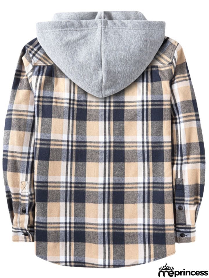 Spring Autumn Men's Trendy Plaid Hoodies