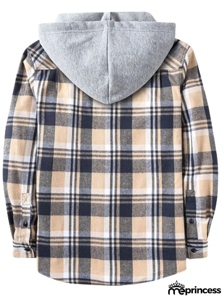 Spring Autumn Men's Trendy Plaid Hoodies