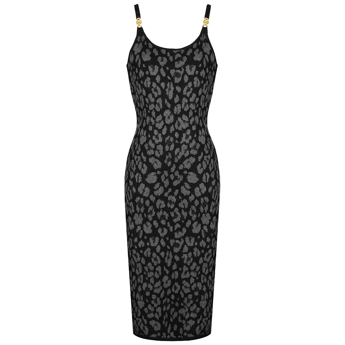 Summer Socialite Quality Leopard Print Fil Lumiere Weave Sleeveless Sling Dress