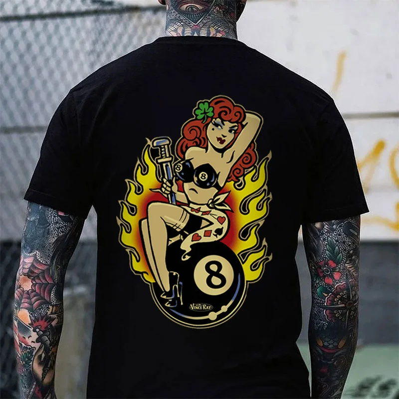 8 Ball Sexy Lady Print Men's T-shirt