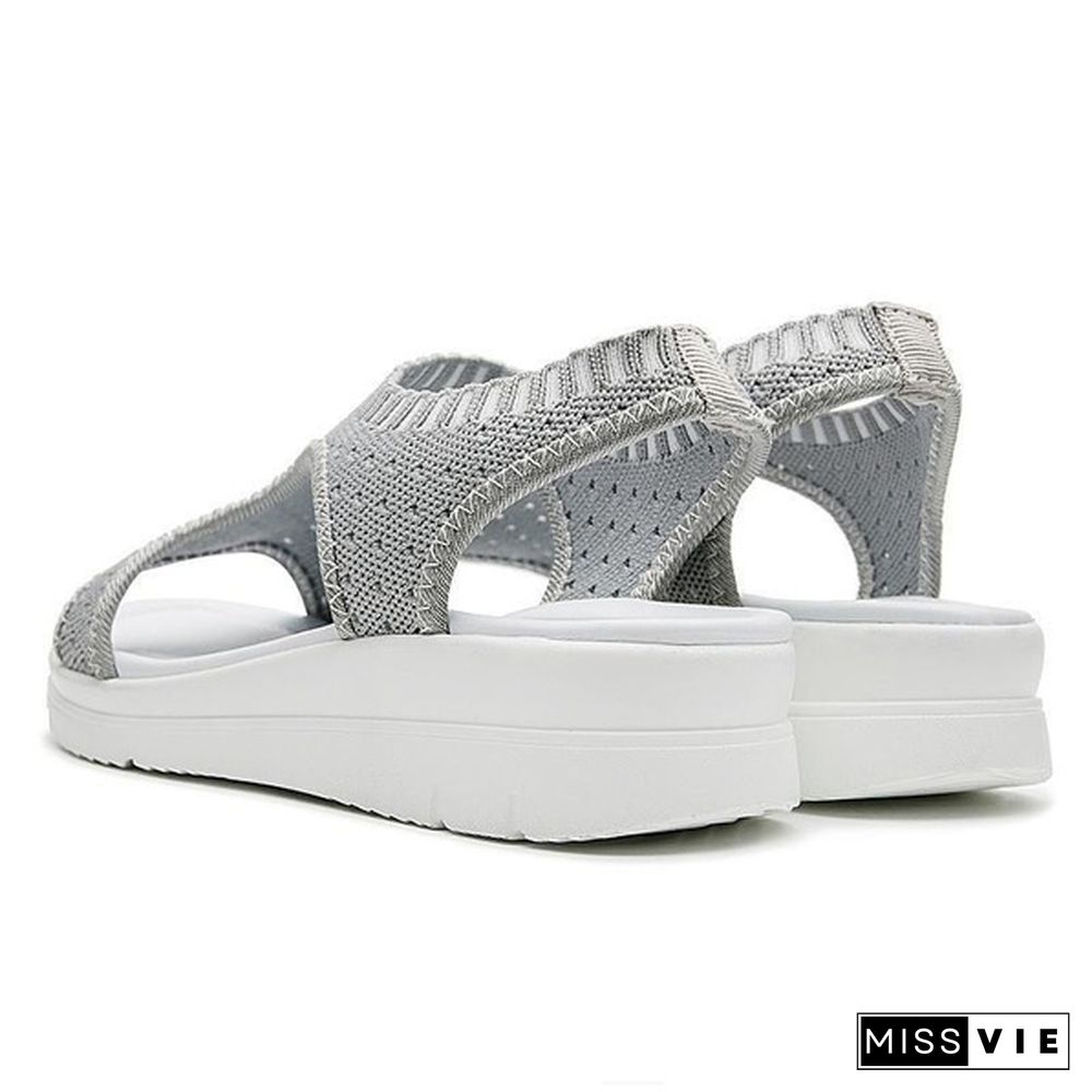 Size 35-45 Women Shoes Summer Elastic Band Platform Sandals Black Shoes Flat Casual Sandals Flip Flops