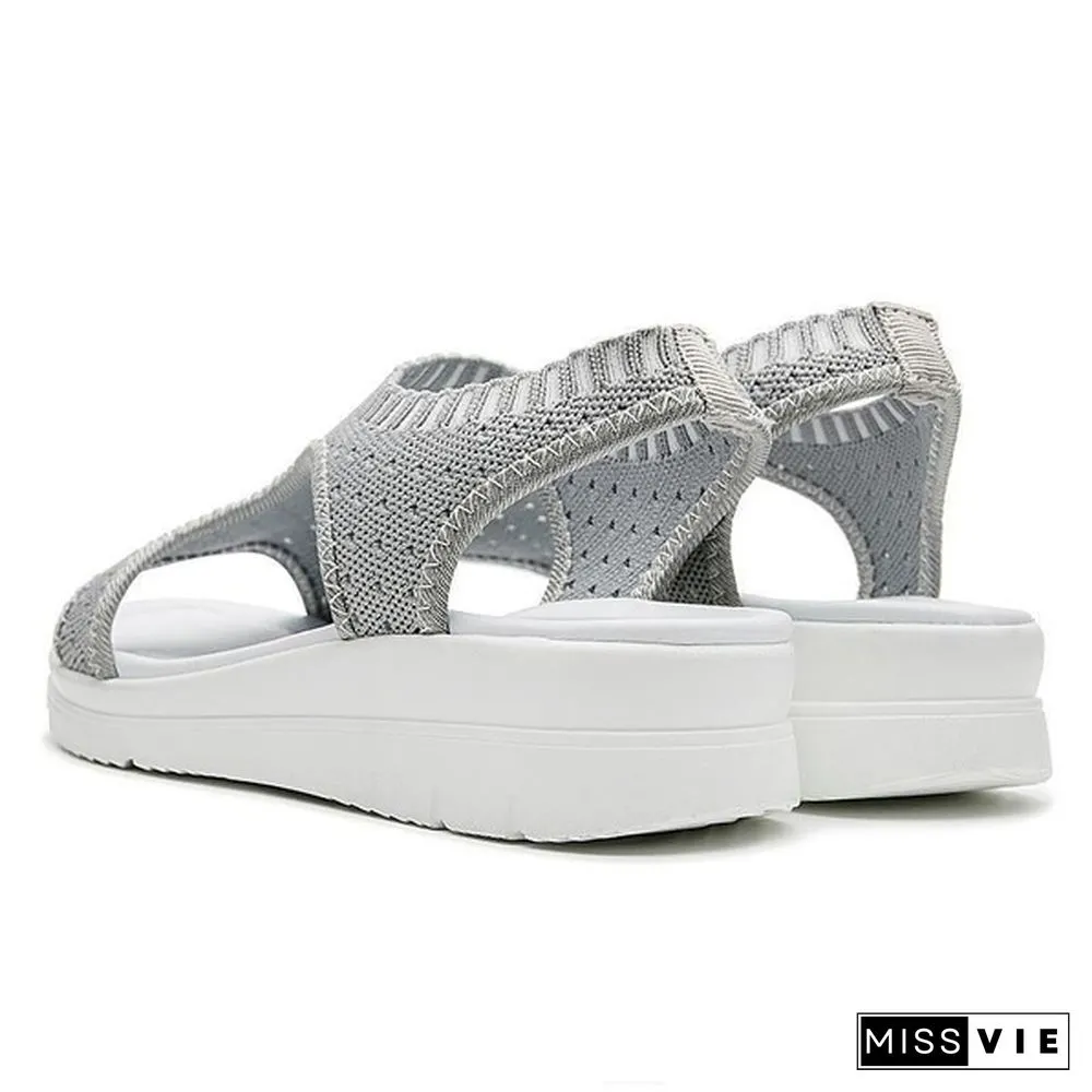 Size 35-45 Women Shoes Summer Elastic Band Platform Sandals Black Shoes Flat Casual Sandals Flip Flops