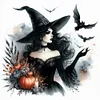 Witch Bat - 11CT Stamped Cross Stitch - 40*40cm - Halloween