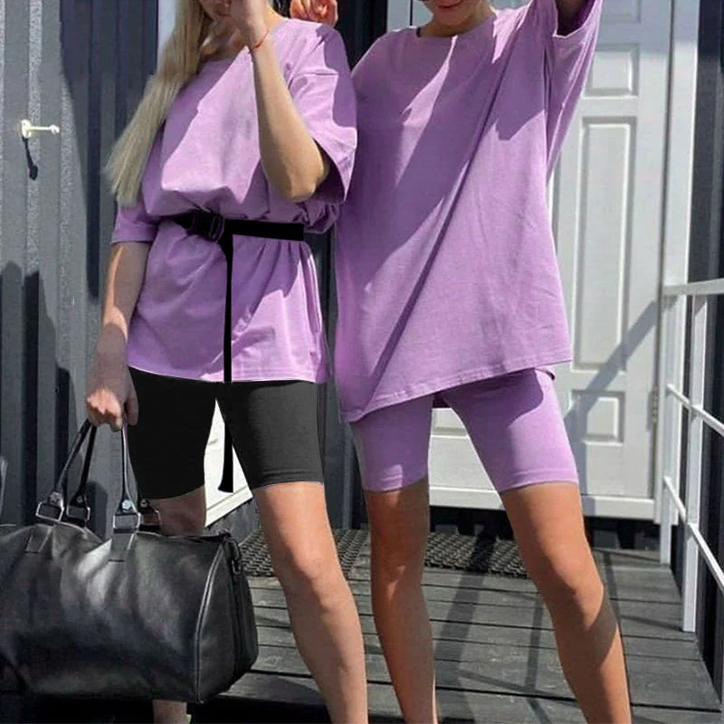 Uveng Two-piece Set With Belt Solid Color Suits