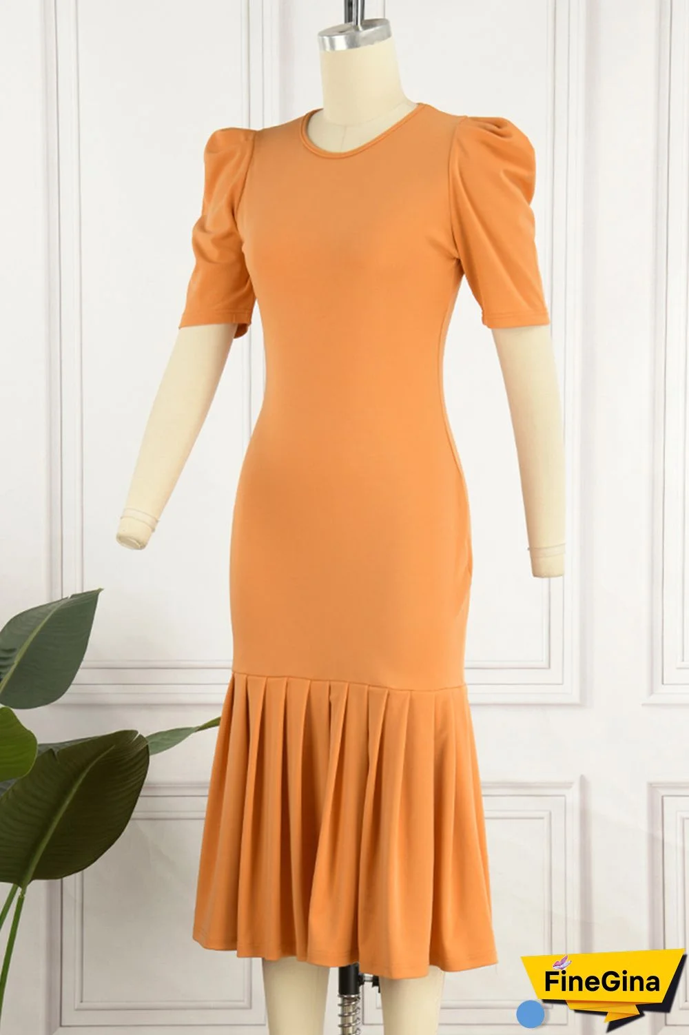 Red Casual Solid Basic O Neck Short Sleeve Dress