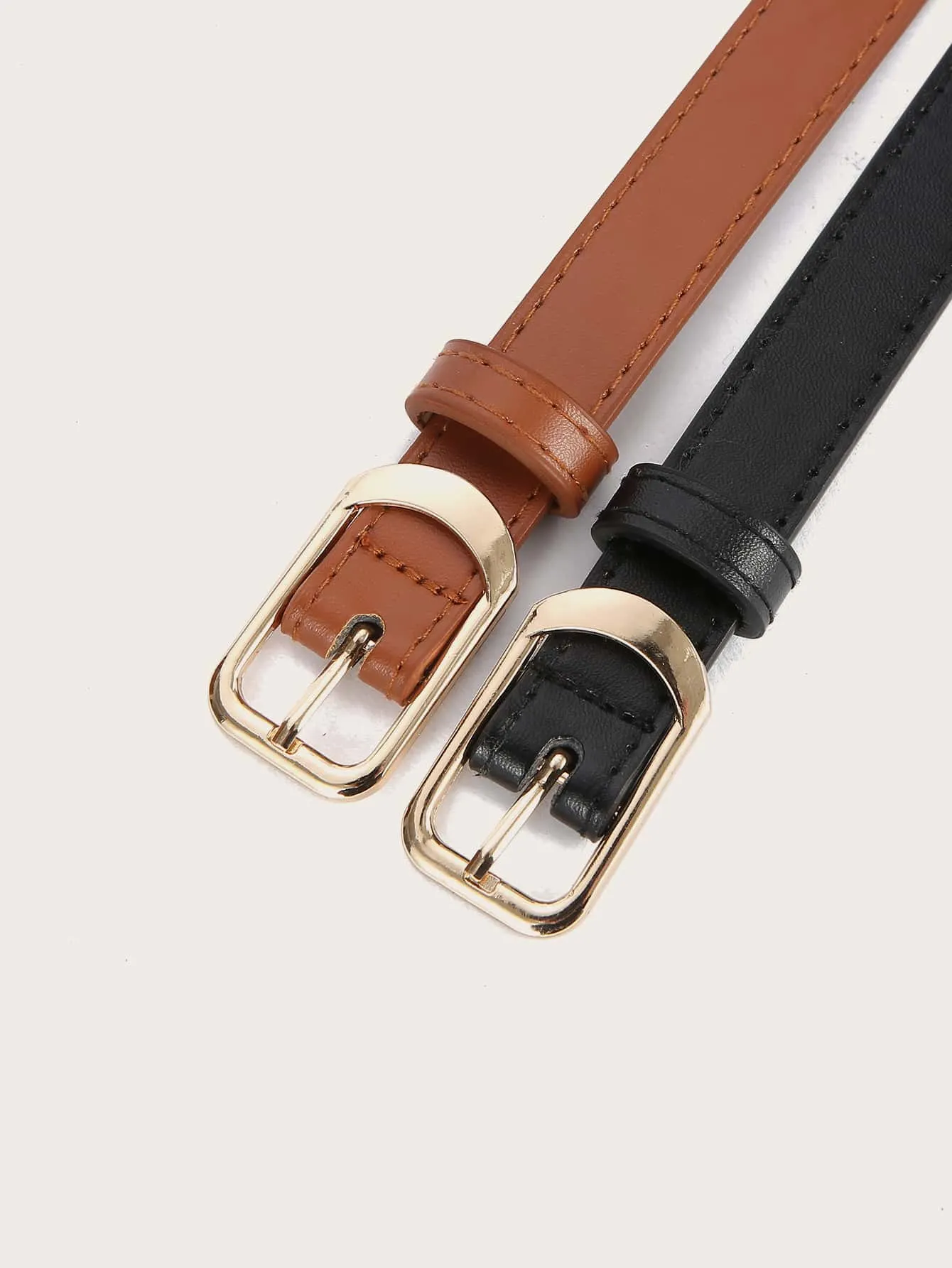 2pcs Gold Buckle Belt
