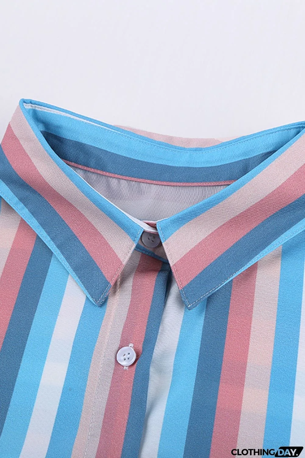 Sky Blue Striped Gingham Play Button Down Shirt