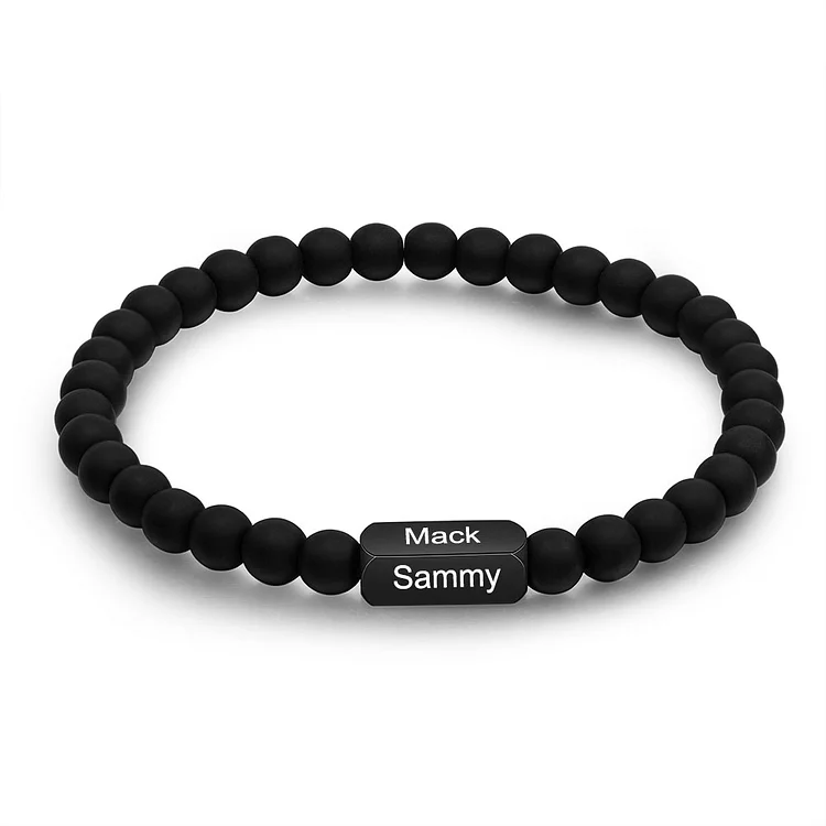 Custom Black Onyx Bracelet Engrave Names Men's Bracelet Gifts For Him
