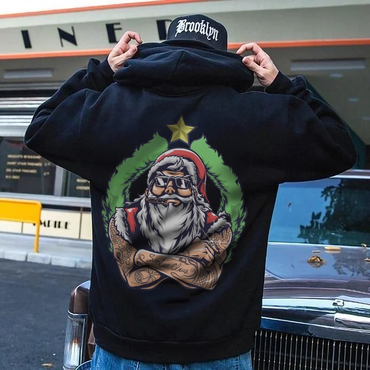 Classic Tattoo Style Santa Clause Christmas Theme Hoodie