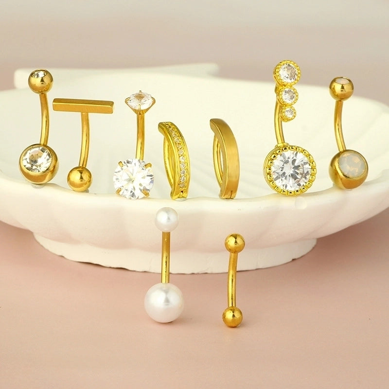 1 Piece 1 Set Belly Rings Minimalist Geometric Heart Shape 316 Stainless Steel  Plating