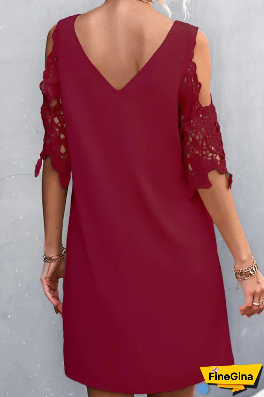 Casual Solid Split Joint V Neck Straight Dresses(3 colors)