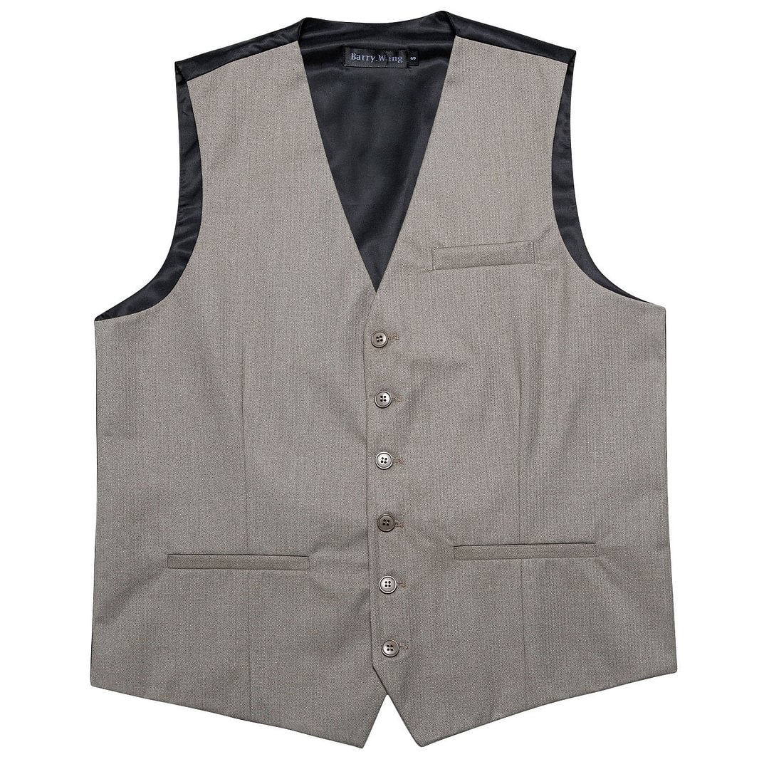 Luxury Men's Novelty Grey Solid Silk Vest