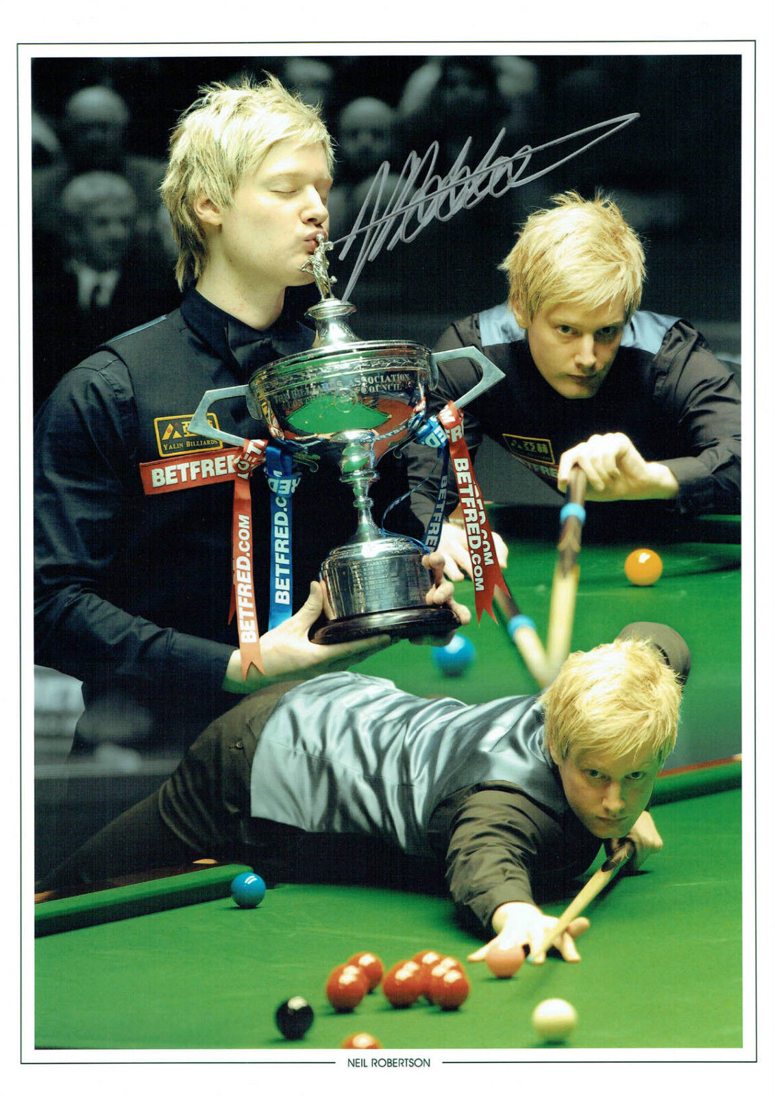 Neil ROBERTSON Signed Autograph Large 16x12 SNOOKER Montage Photo Poster painting AFTAL COA