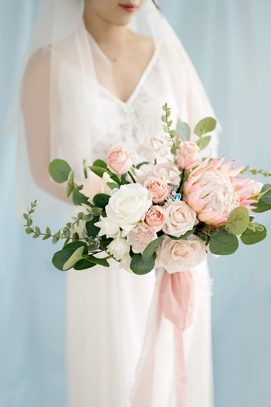 Standard Free-Form Bridal Bouquet in Blush & Cream