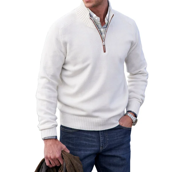 Men's Cashmere Zipper Basic Sweater