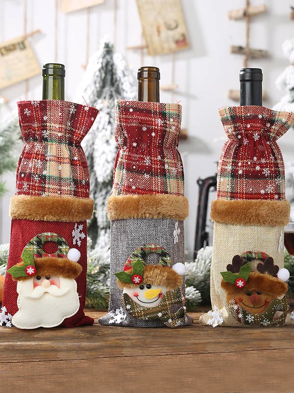 Christmas Checkered Split-Joint Wine Bags