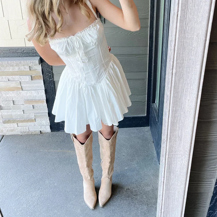 Casual White Corset Mini Dress