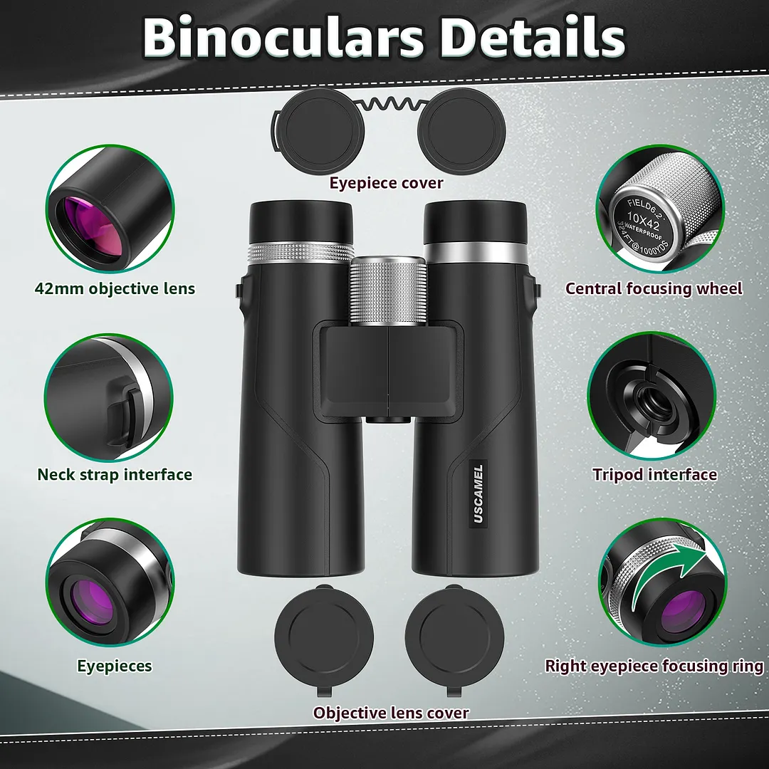  BEBANG 10x42 HD Binoculars for Adults, Large View Binoculars with Clear Low Light Vision,Binoculars for Bird Watching Travel