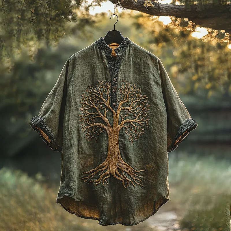 Men's Viking Vegvisir Tribal Tree Of Life With Celtic Mythical Knot T-Shirt / Rvogue / Rvogue
