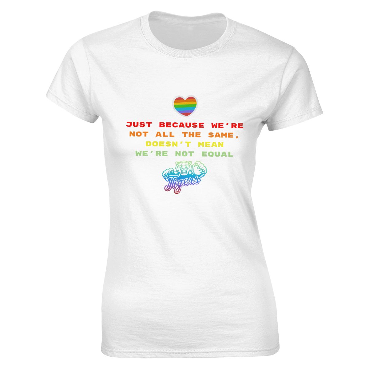 Detroit Tigers Rainbow Awareness Raising Women's Soft Cotton T-Shirt