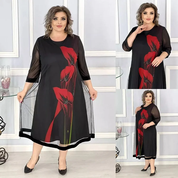 🔥🎉 Elegant and refined black chiffon dress.