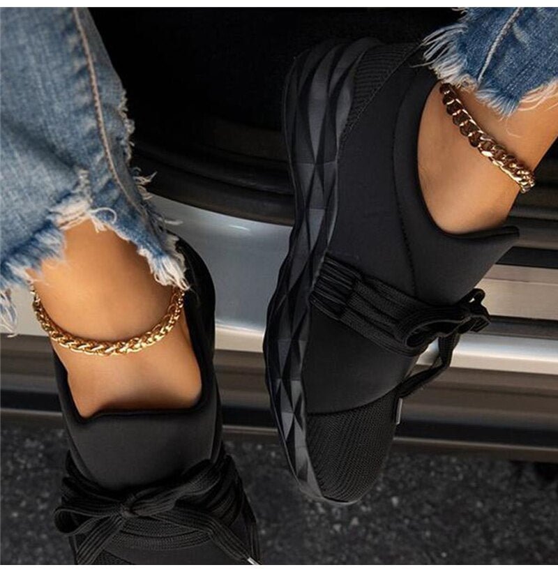 Women Casual Breathable Sport Shoes Lace Up Loafers Ladies White Sneakers Outdoor Walking Running Shoes