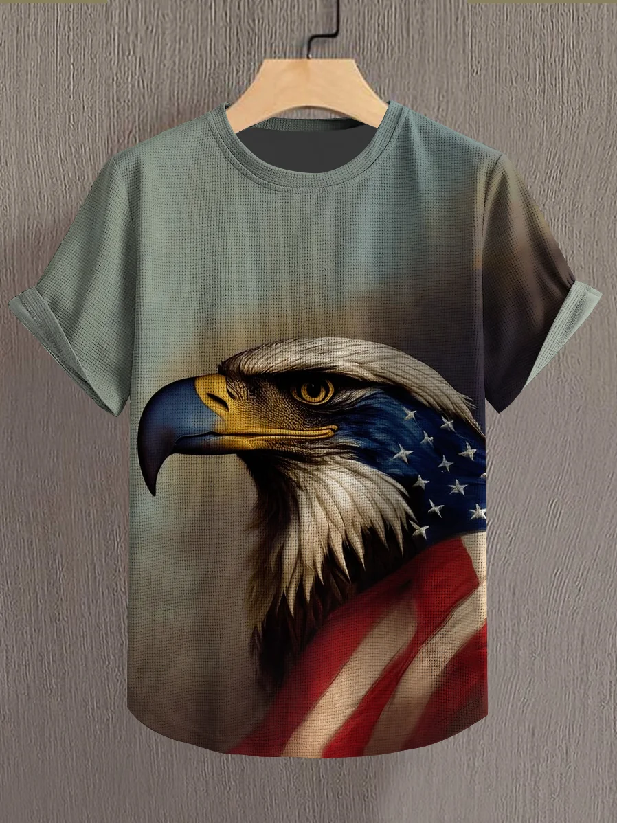 Men's American Flag Eagle Graphic Print Casual T-Shirt