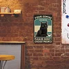 Black Cat Drinking Coffee - Metal Tin Signs(12*16Inch) - Animal