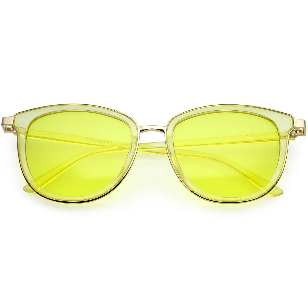 Translucent Metal Trim Square Horn Rimmed glasses Color Tinted Lens 53mm