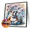 5D DIY Full Round Drill Diamond Painting Magnolia Bulldog Kit Home Decor 40x40cm