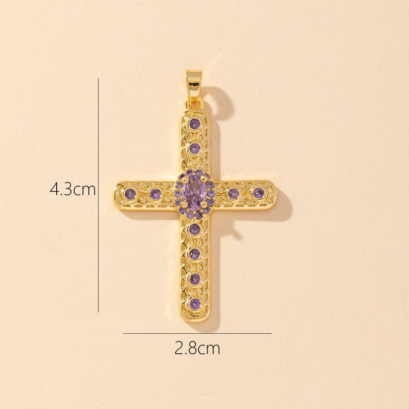 1 Piece Copper Zircon Printing Pendant