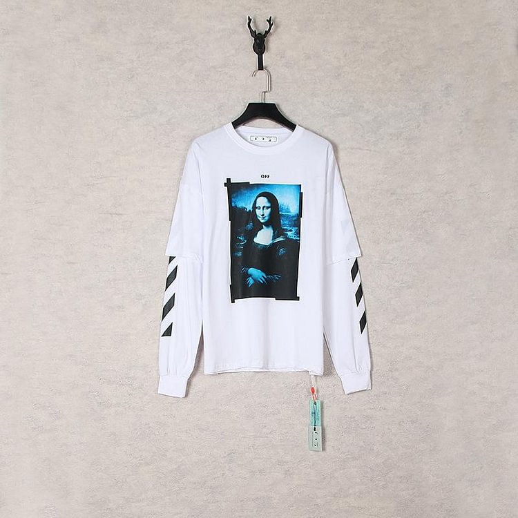 Off White Sweatshirts Long Sleeve round Neck Neck Sweater Autumn and Winter Pattern Series round Neck Pullover Long Sleeve