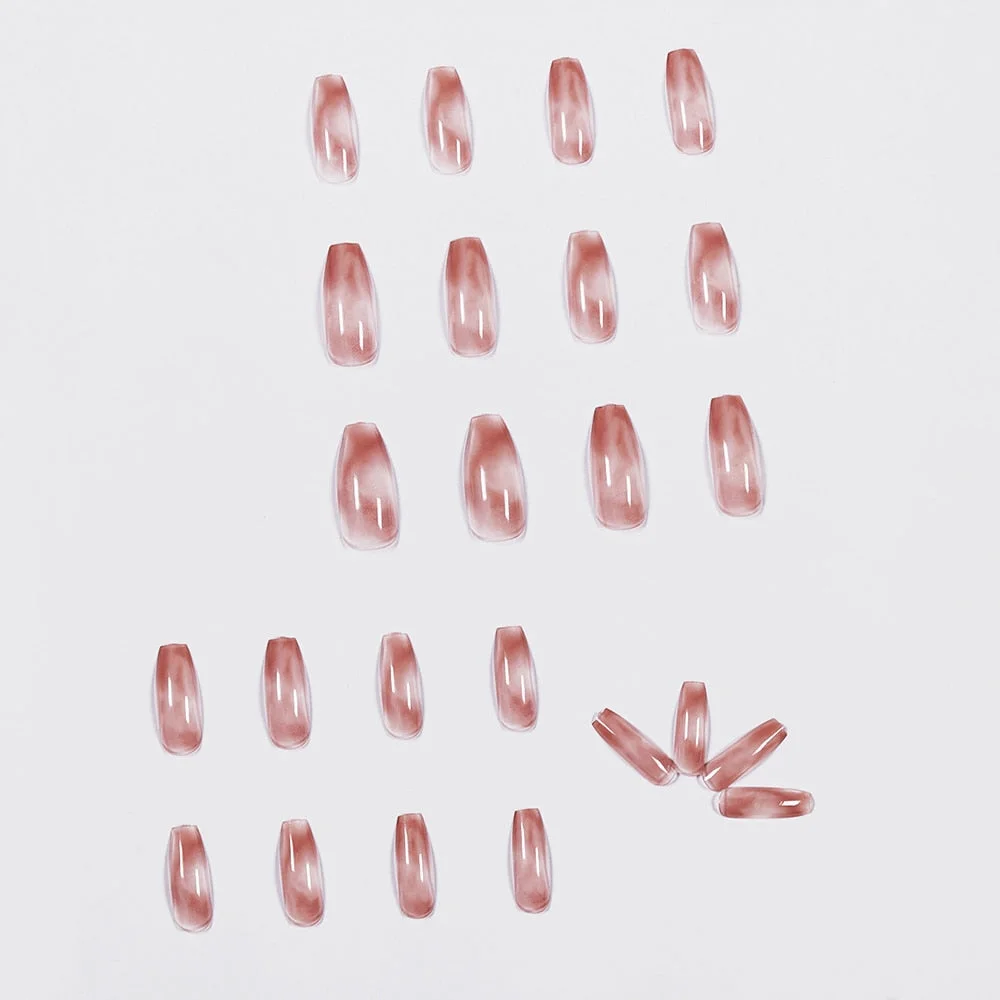 24pcs/Box Detachable Amber Ballerina False Nails Wearable Artificial Fake Nails Full Cover Nail Tips With Press Glue Manicure