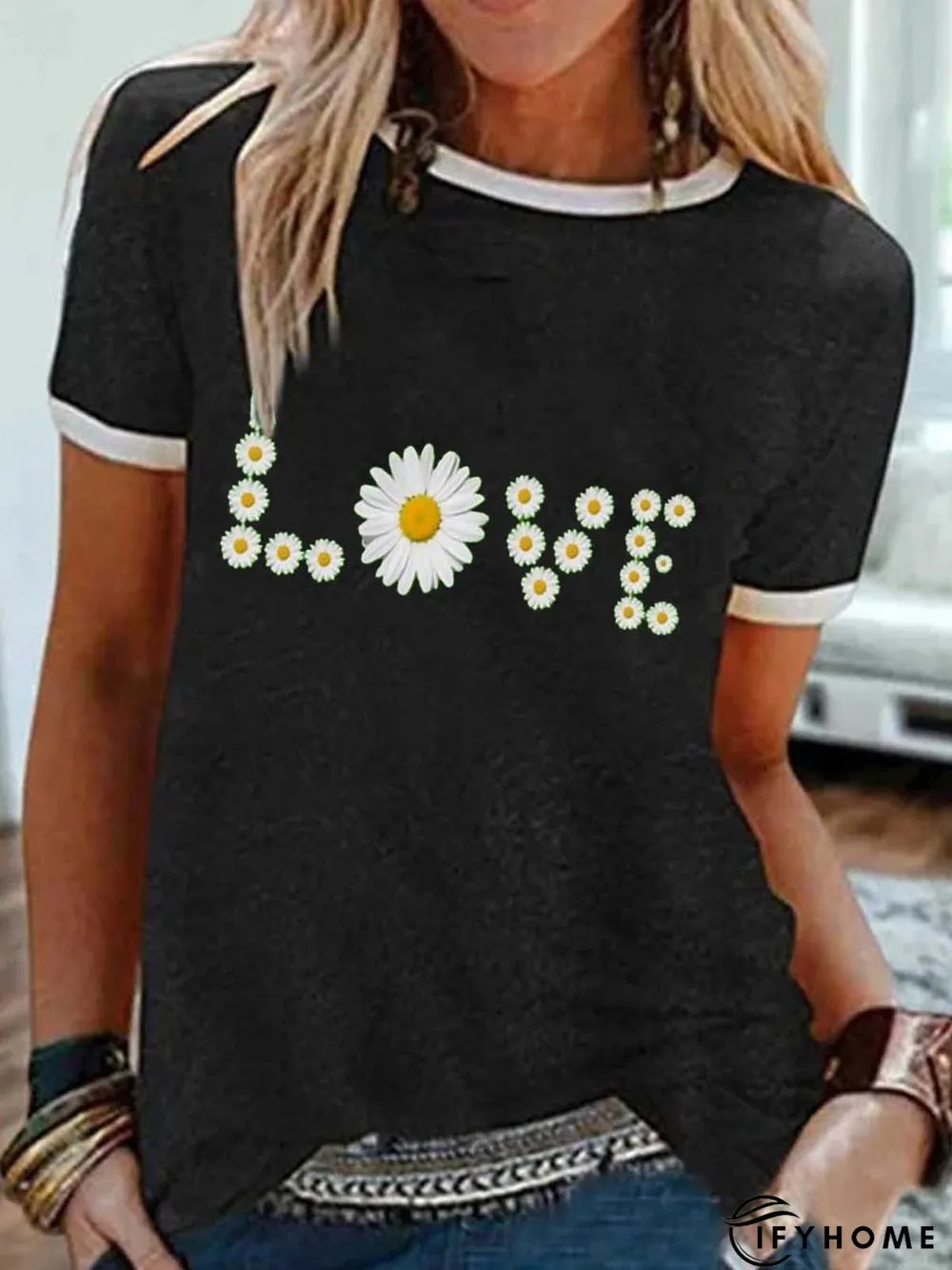 Green Casual Short Sleeve Printed T-shirt | IFYHOME