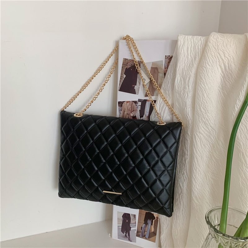 2022 New Spring Shoulder Bag Fashion Plaid Pu Leather Crossbody Bags For Women Large Envelope Handbags And Purses
