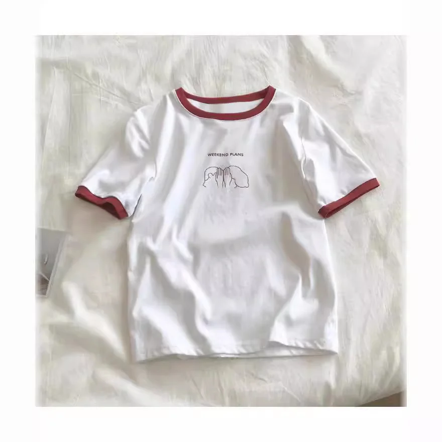 Brownm Brownm Slim Short-Sleeved T-Shirt Women 2024 Summer New Bottom Shirt Students Casual Korean Version Jacket Women's Wear