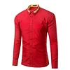 Men's Fashionable Collar Embroidered Solid Color Long Sleeve Loose Shirt